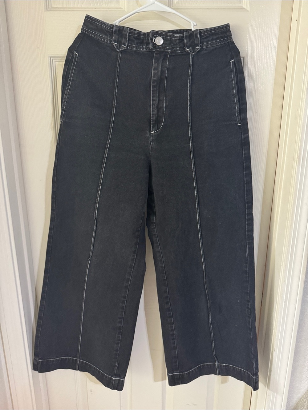BDG Dark Gray Wide Leg Seamed Jeans